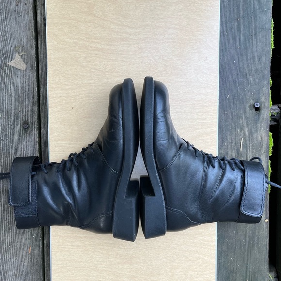 Dockers Wm’s Black Leather Lace up With Velcro Top Strap Combat Boots Sz 8.5 M - Picture 14 of 15